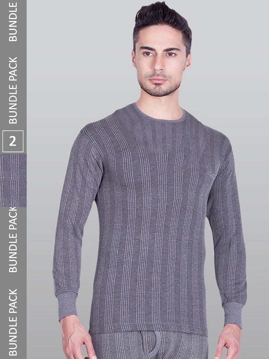 

INFERNO Pack Of 2 Striped Thermal Top, Grey