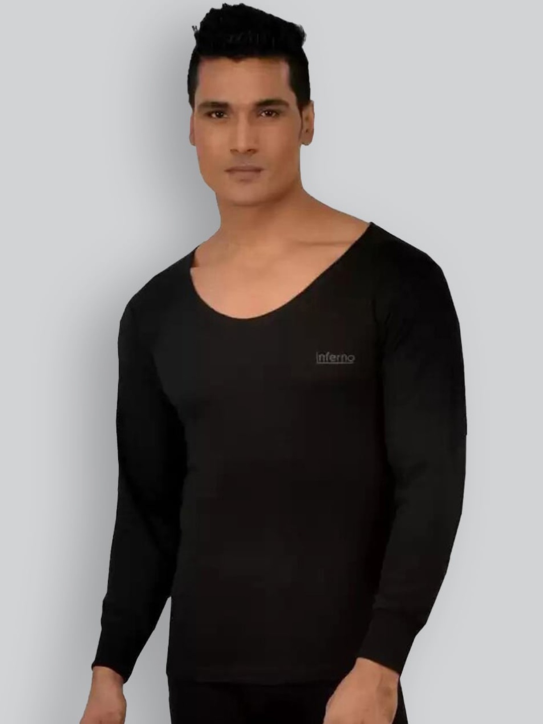 

INFERNO Round Neck Long Sleeves Thermal Top, Black