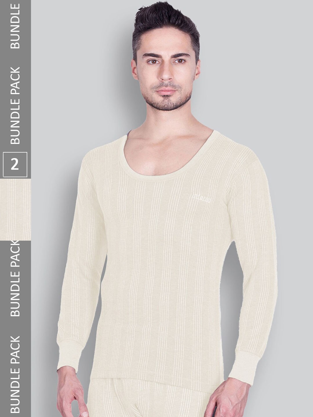 

INFERNO Pack Of 2 Ribbed Cotton Thermal Tops, Cream