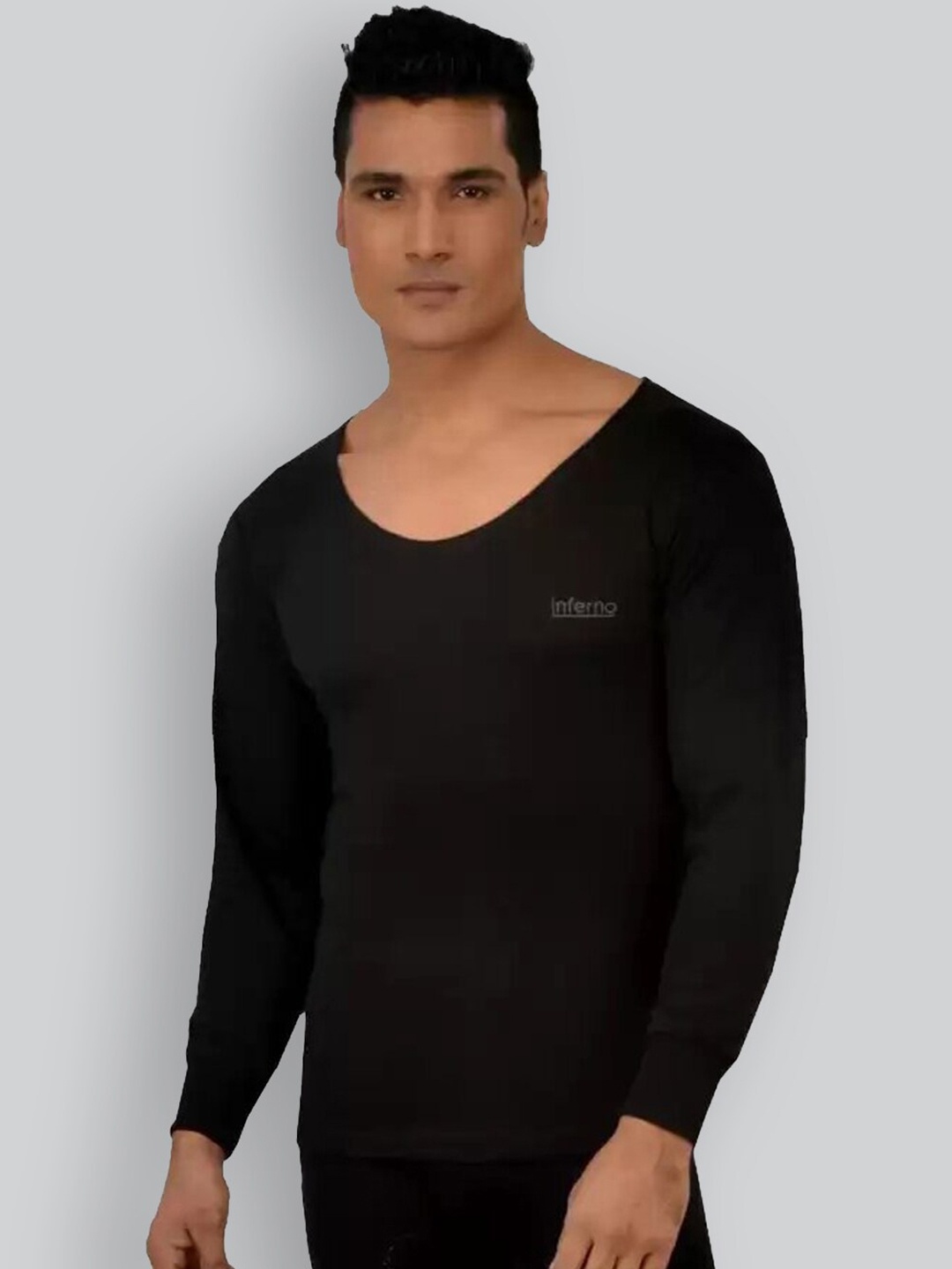 

INFERNO Men Cotton Thermal Top, Black