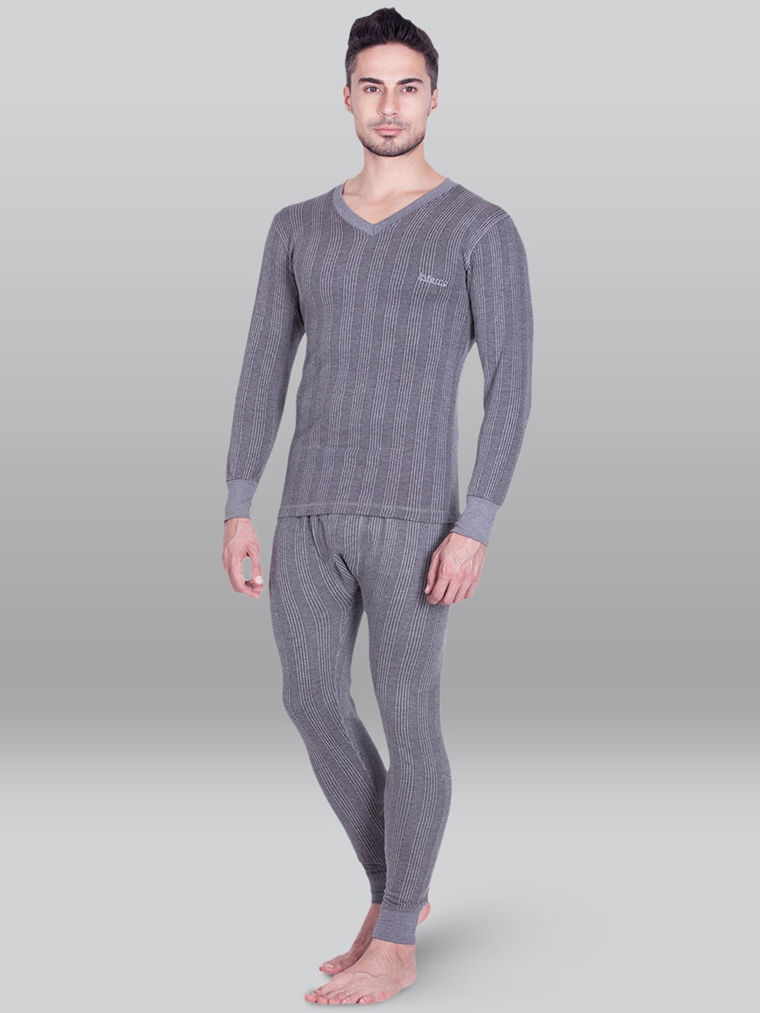 

INFERNO Ribbed Cotton Thermal Set, Grey