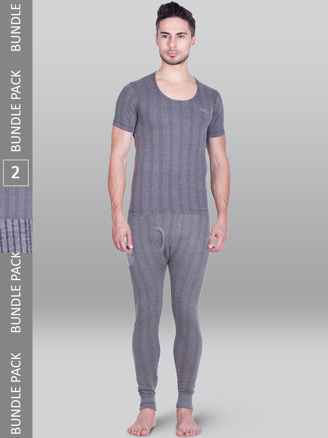 

INFERNO Ribbed Cotton Thermal Set, Grey