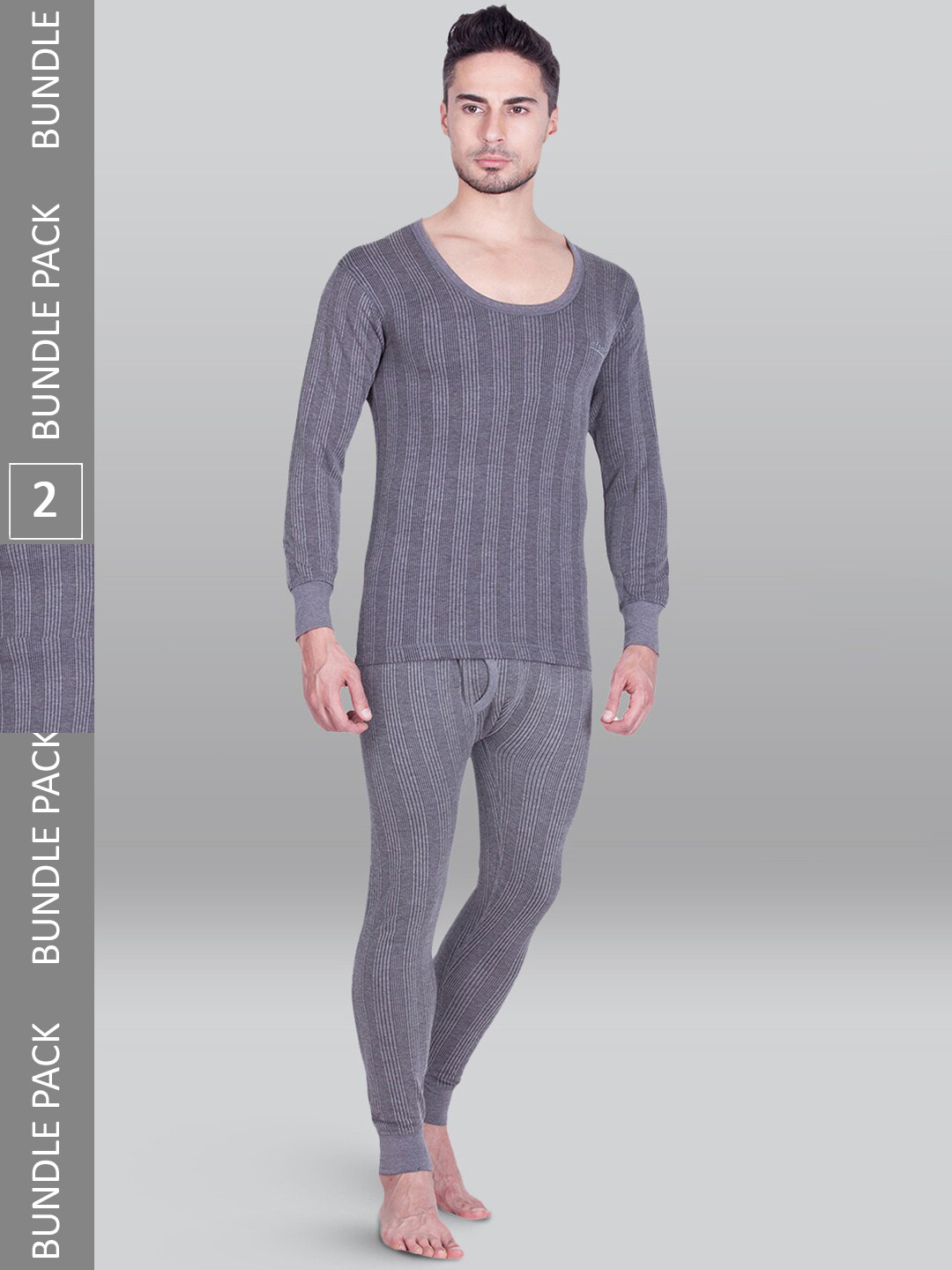 

INFERNO Pack Of 2 Cotton Thermal Set, Grey