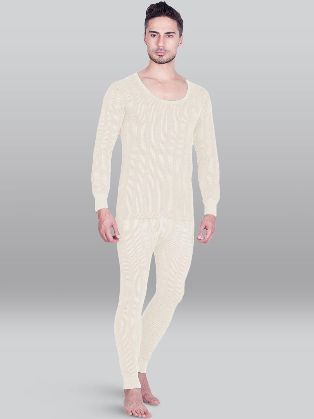 

INFERNO Striped Long Sleeves Cotton Thermal Set, White