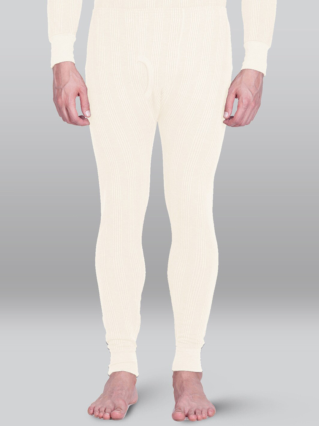 

INFERNO Striped Cotton Thermal Bottoms, White