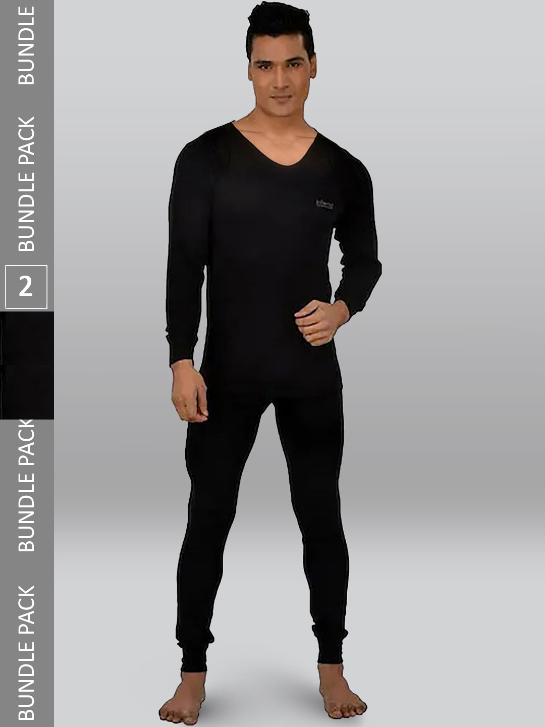 

INFERNO Pack of 2 Long Sleeves Cotton Thermal Set, Black