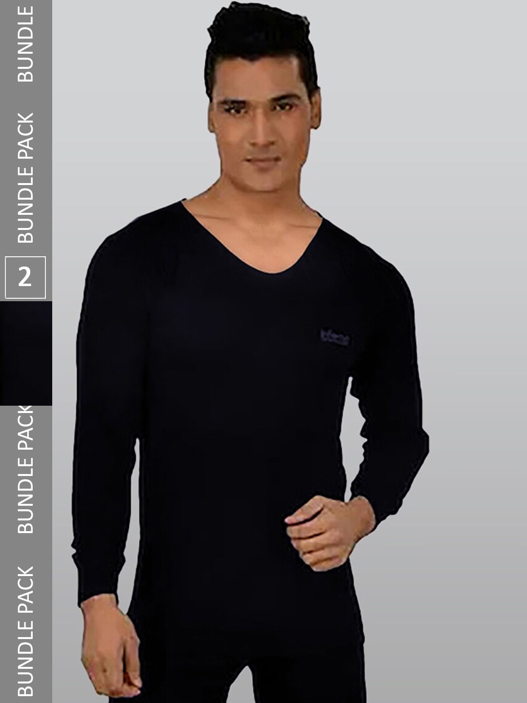 

INFERNO Pack Of 2 Ribbed Cotton Thermal Tops, Navy blue