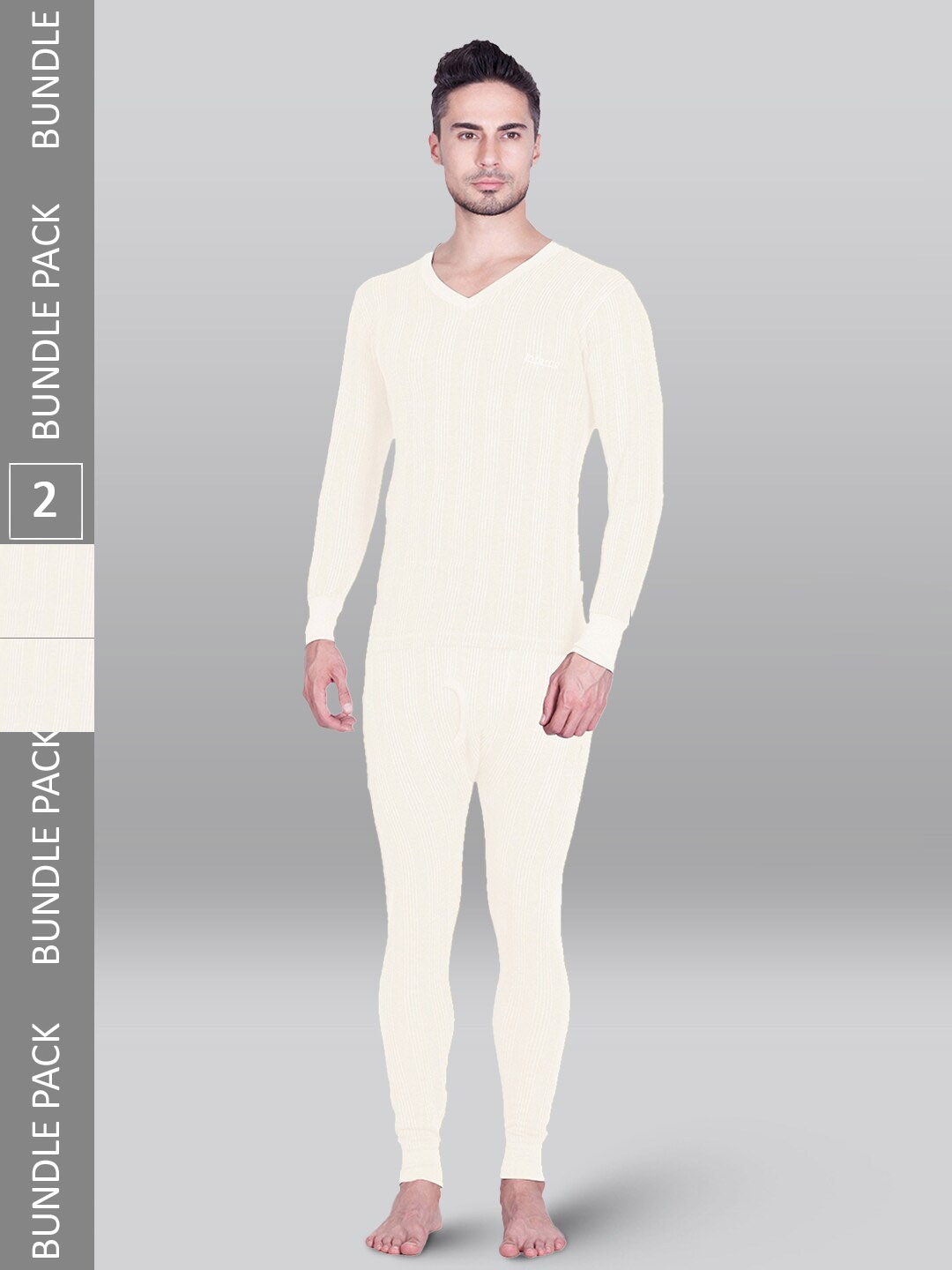 

INFERNO Pack of 2 Ribbed Cotton Thermal Sets, White