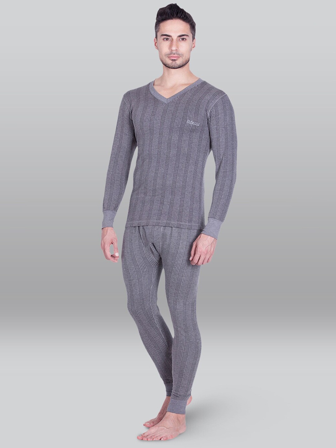 

INFERNO Ribbed Cotton Thermal Set, Grey