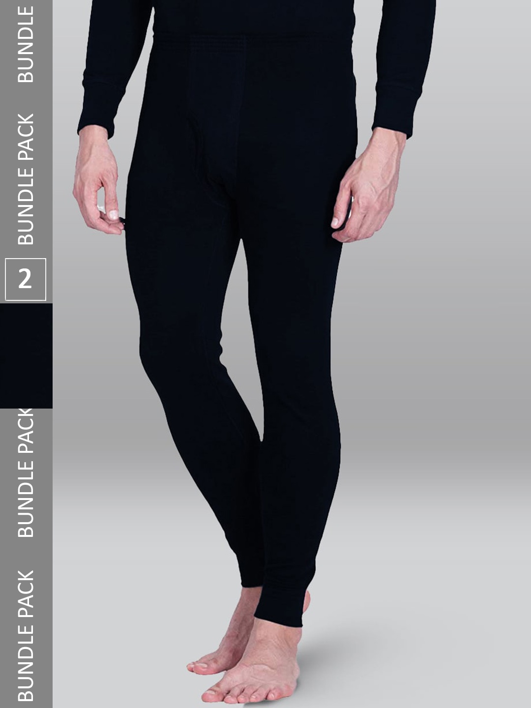 

INFERNO Men Pack Of 2 Cotton Thermal Bottoms, Black