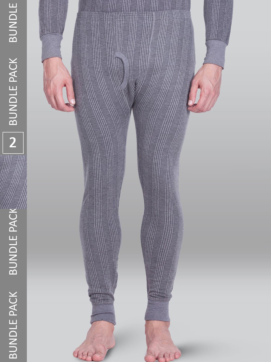 

INFERNO Pack Of 2 Ribbed Cotton Thermal Set, Grey