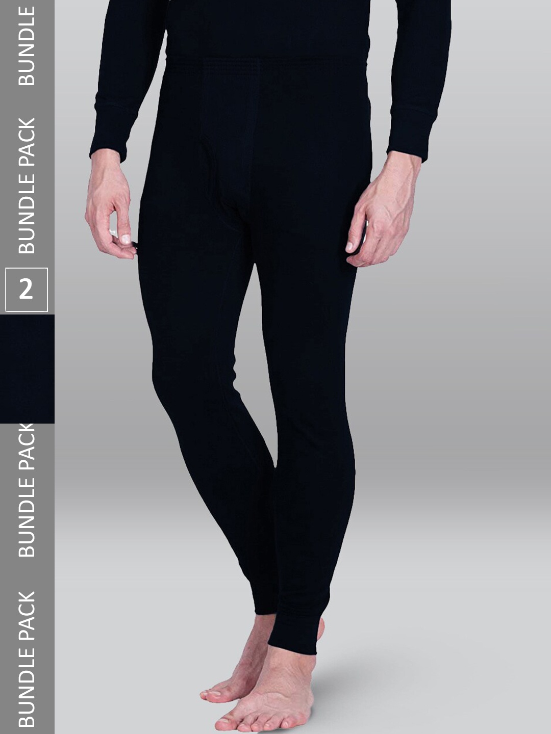 

INFERNO Men Pack Of 2 Cotton Thermal Bottoms, Black