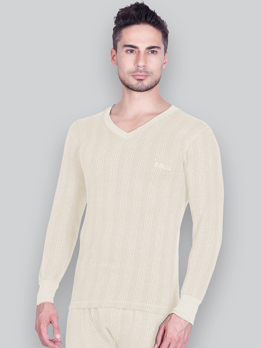 

INFERNO Stripped Cotton Thermal Tops, White