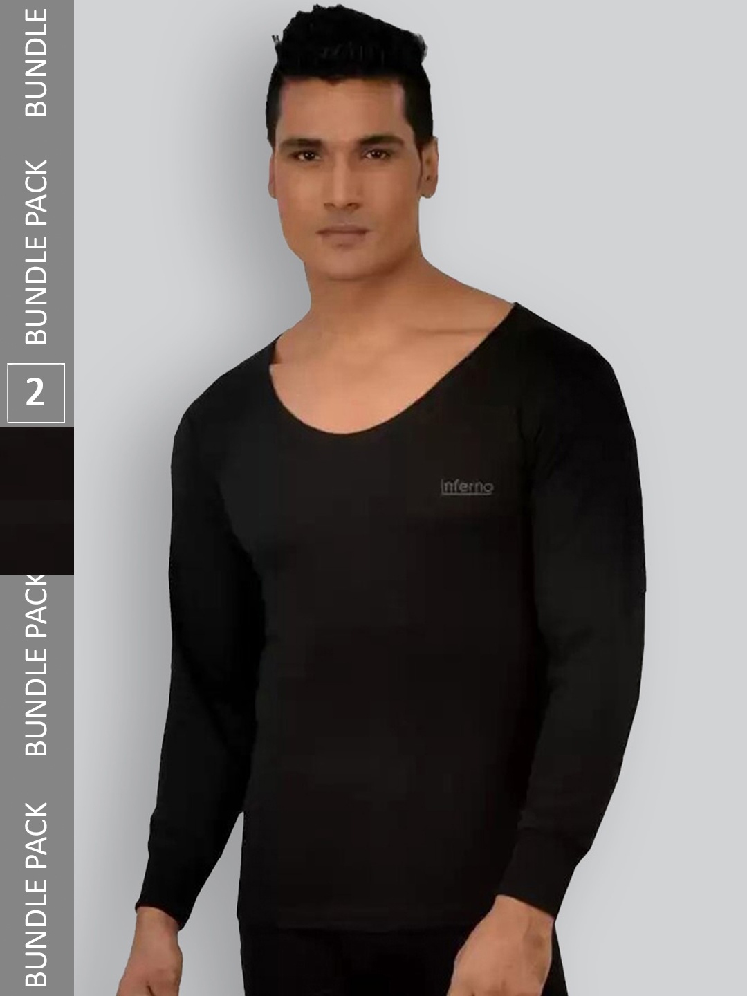

INFERNO Pack Of 2 Cotton Thermal Tops, Black