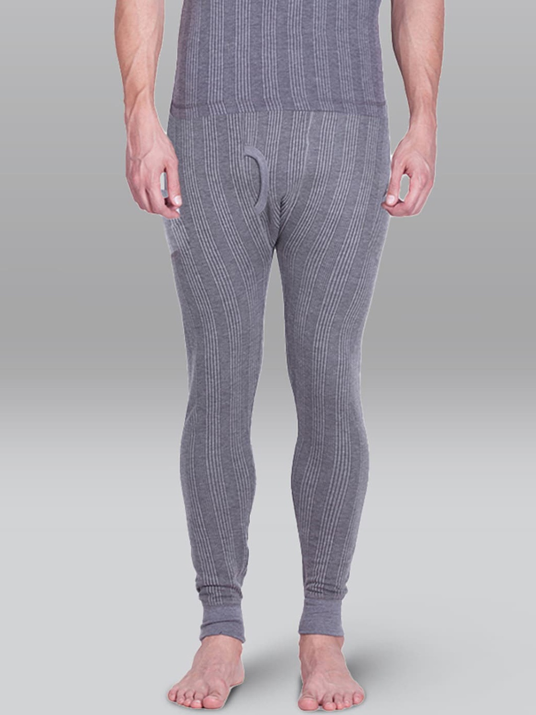 

INFERNO Men Ribbed Cotton Thermal Bottoms, Grey