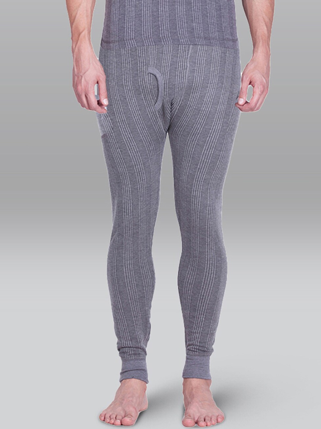 

INFERNO Ribbed Cotton Thermal Bottoms, Grey