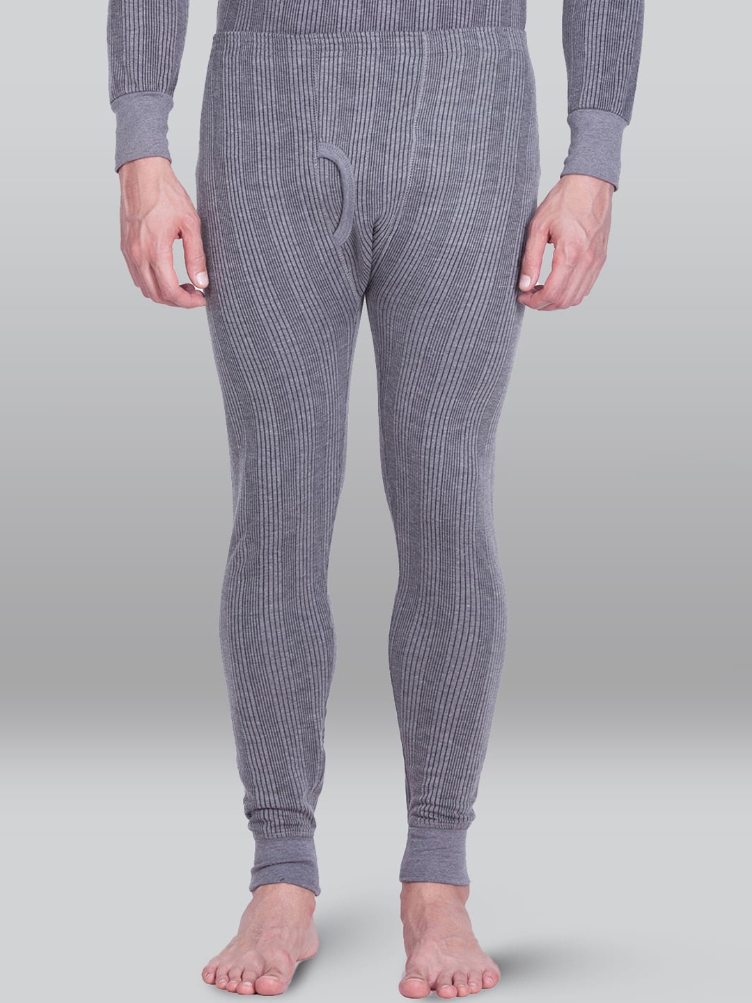 

INFERNO Me Ribbed Cotton Thermal Bottoms, Grey
