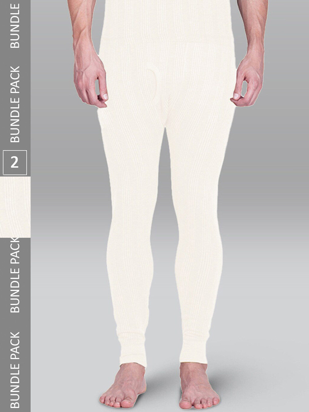 

INFERNO Pack Of 2 Ribbed Cotton Thermal Bottoms, White