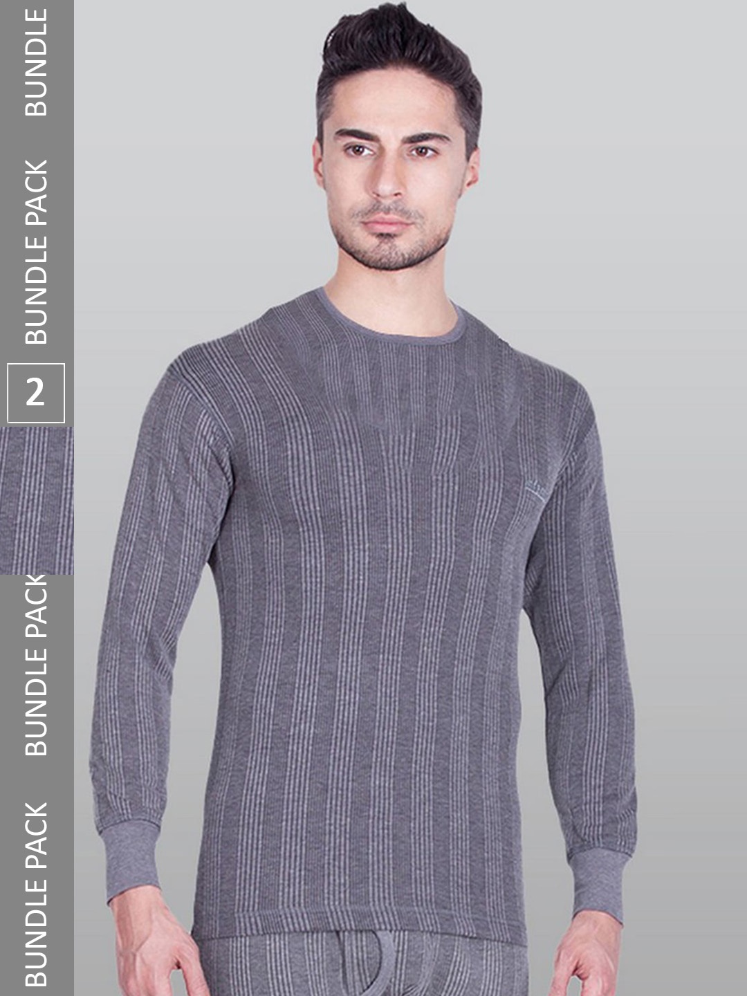 

INFERNO Pack Of 2 Striped Thermal Tops, Grey