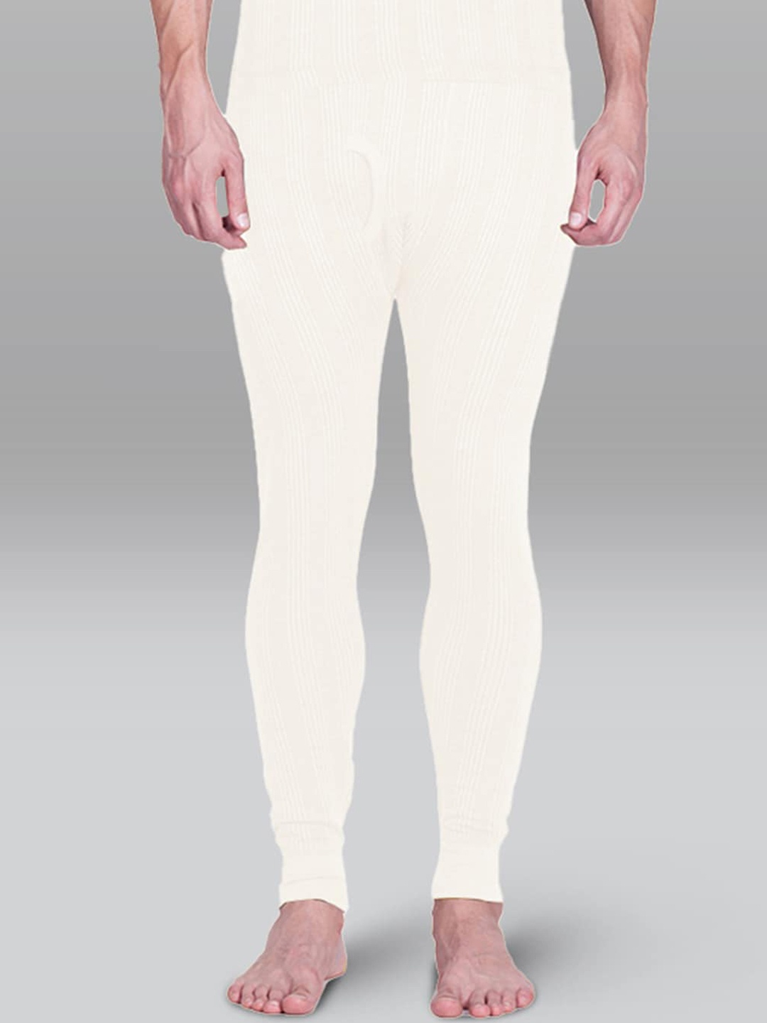 

INFERNO Men Ribbed Cotton Thermal Bottoms, White