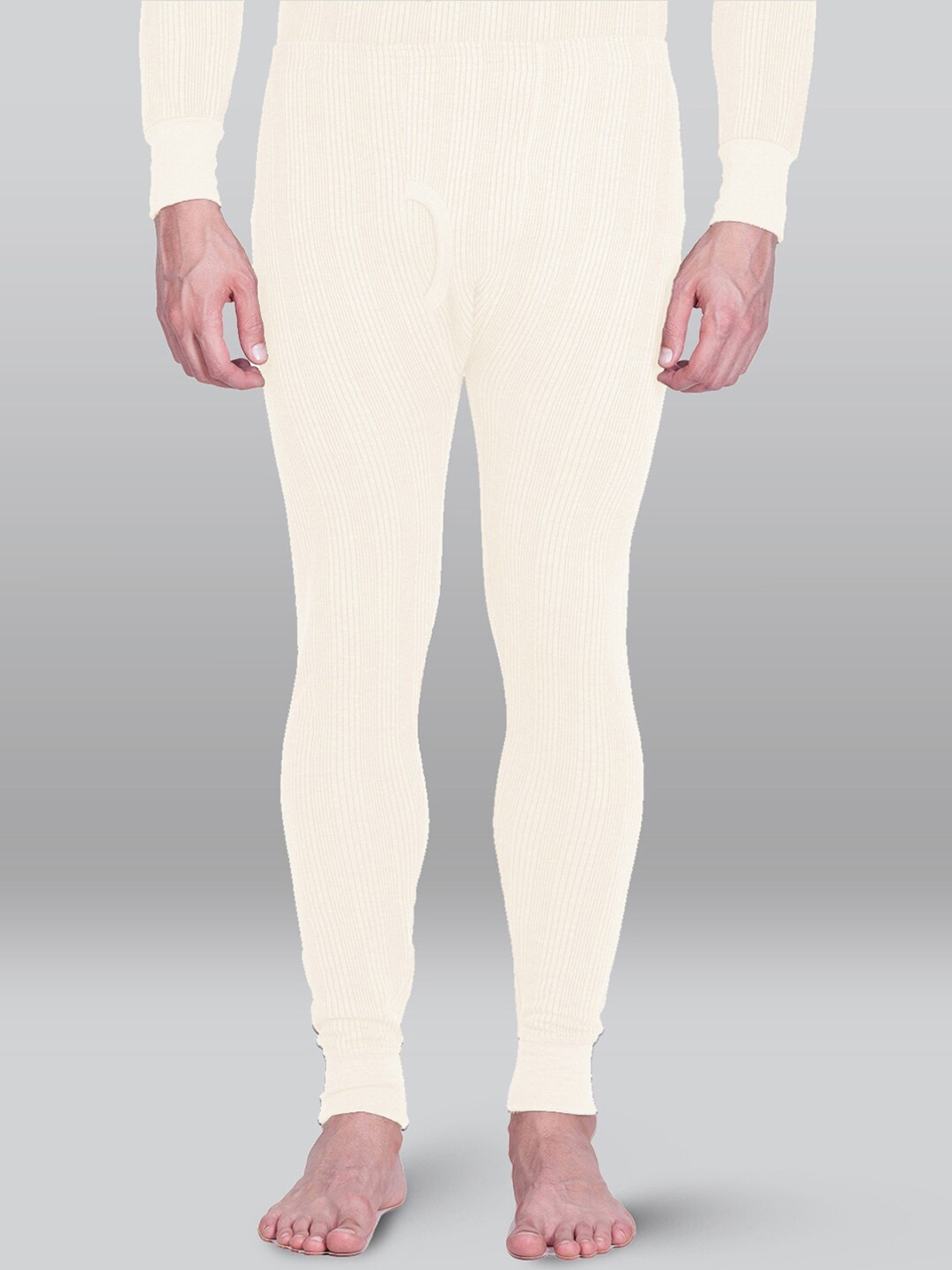 

INFERNO Men Striped Combed Cotton Thermal Bottoms, White