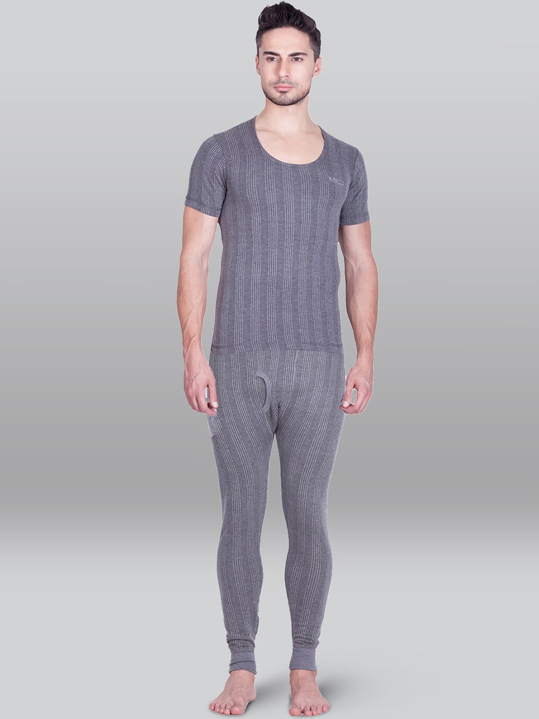 

INFERNO Ribbed Cotton Thermal Set, Grey