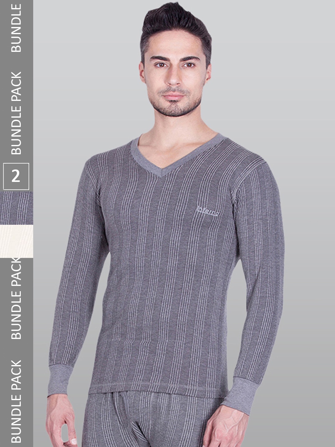 

INFERNO Pack Of 2 Striped Assorted Cotton Thermal Top