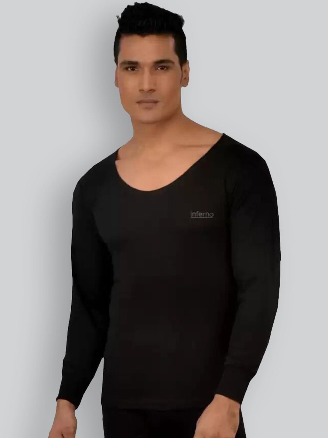 

INFERNO Plus Size Cotton Thermal Top, Black