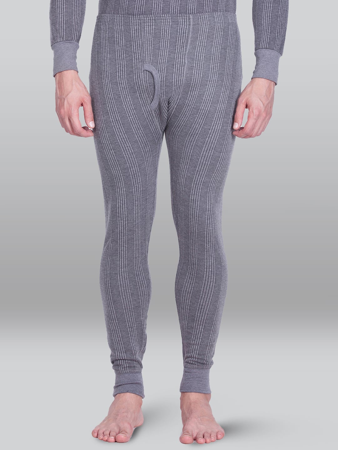 

INFERNO Men Striped Cotton Thermal Bottoms, Grey