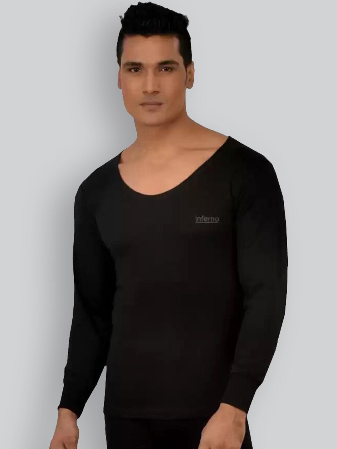 

INFERNO Round Neck Cotton Thermal Tops, Black