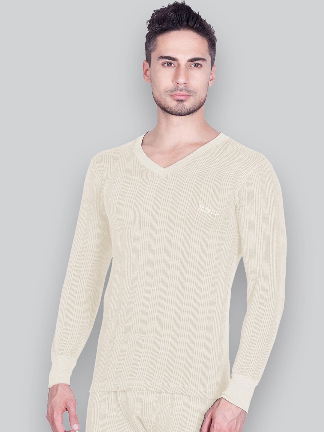 

INFERNO Ribbed Cotton Thermal Top, White