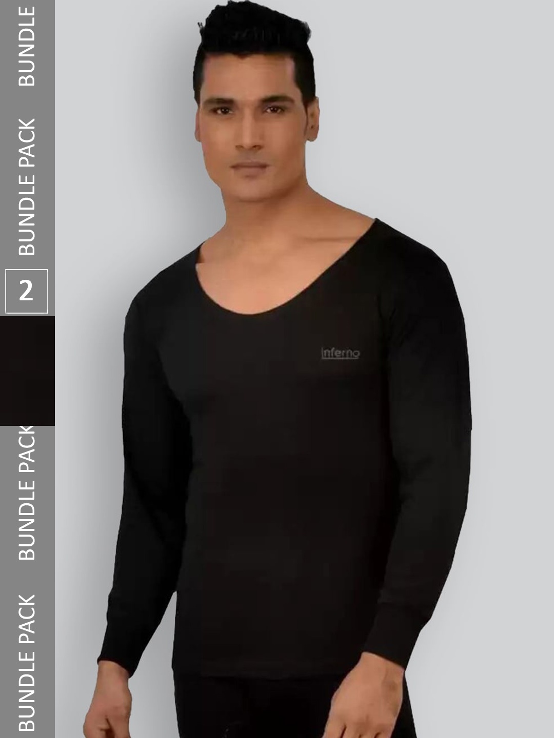

INFERNO Pack Of 2 Cotton Thermal Tops, Black