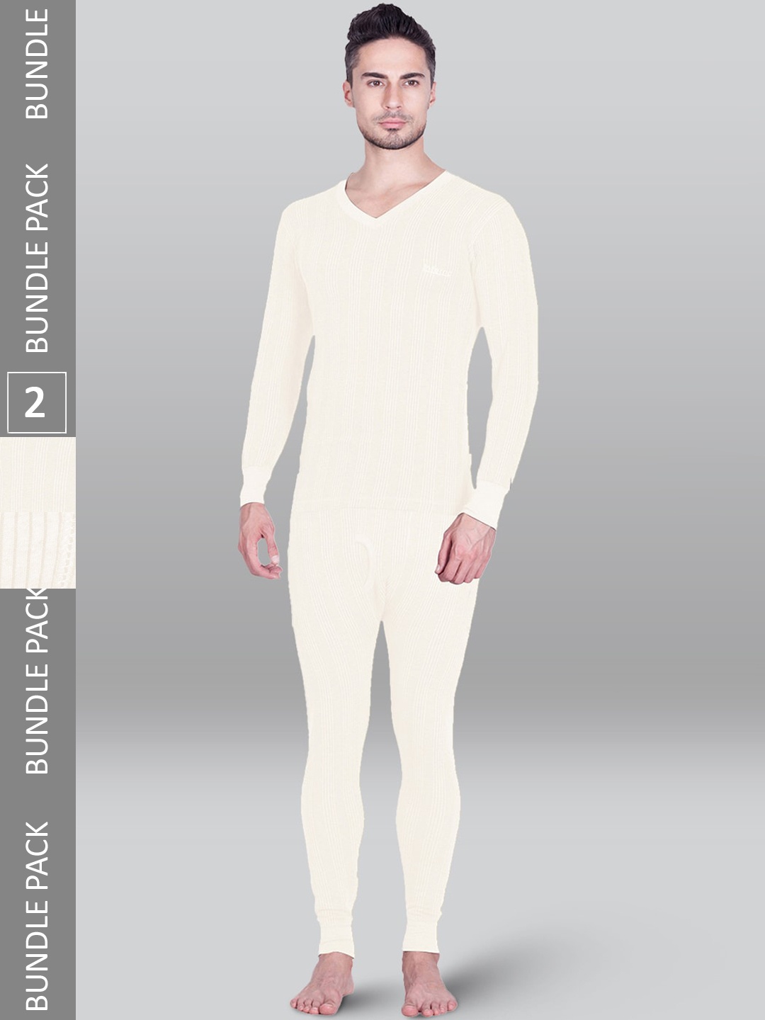 

INFERNO Pack of 2 Ribbed Cotton Thermal Sets, Off white