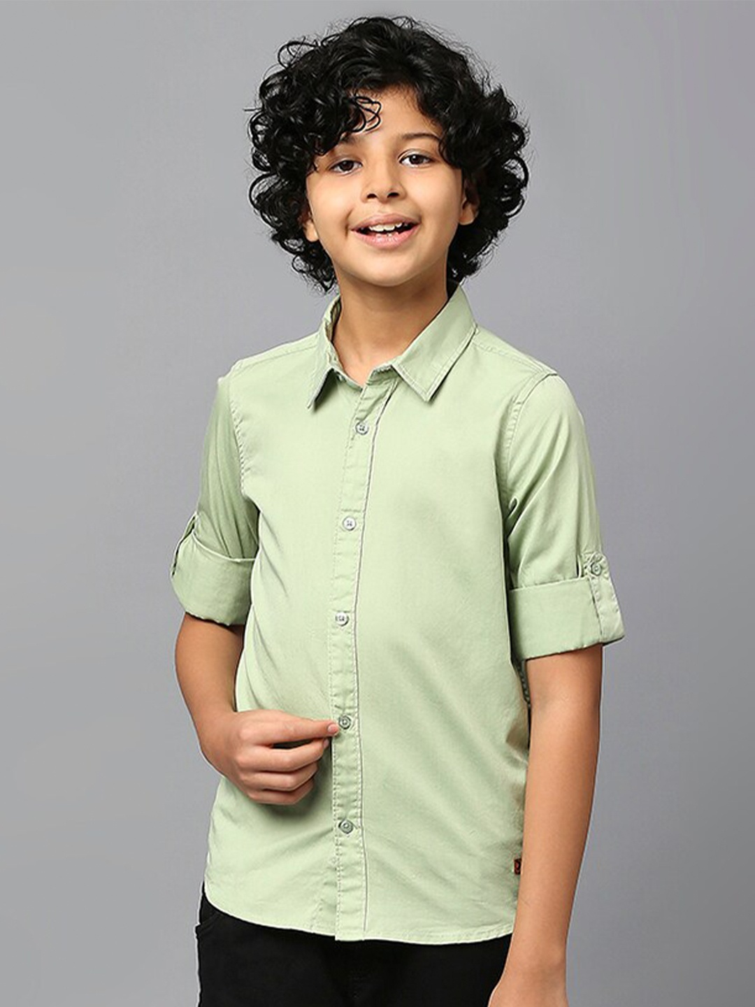 

Killer Boys Classic Spread Collar Pure Cotton Casual Shirt, Green