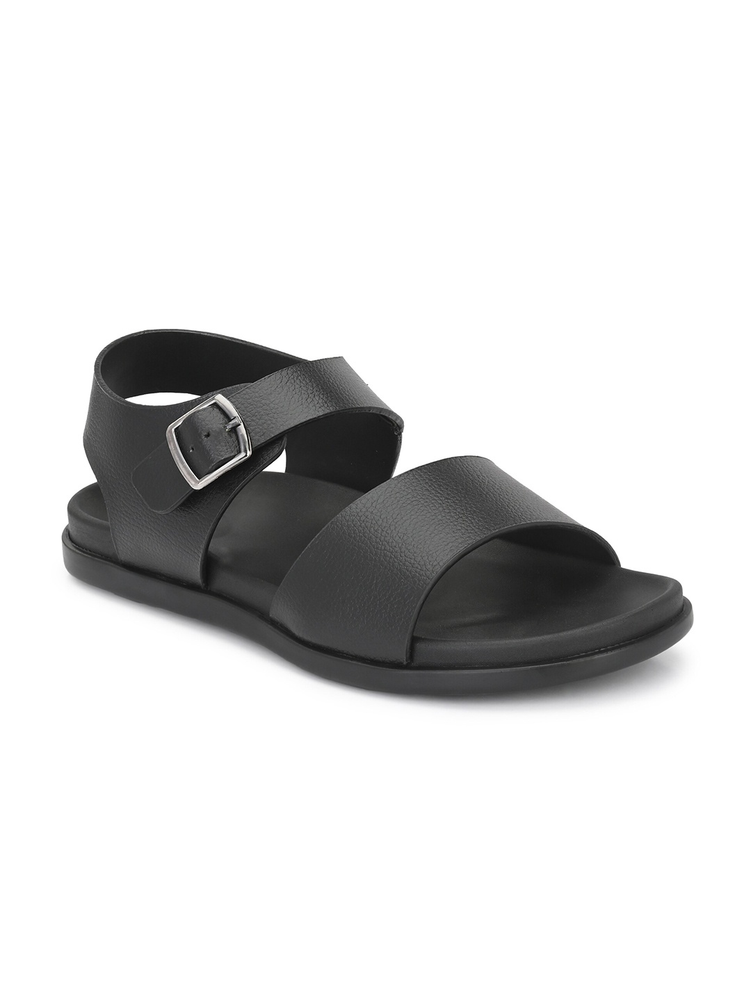 

Azzaro Black Men Open Toe Comfort Sandals With Buckles