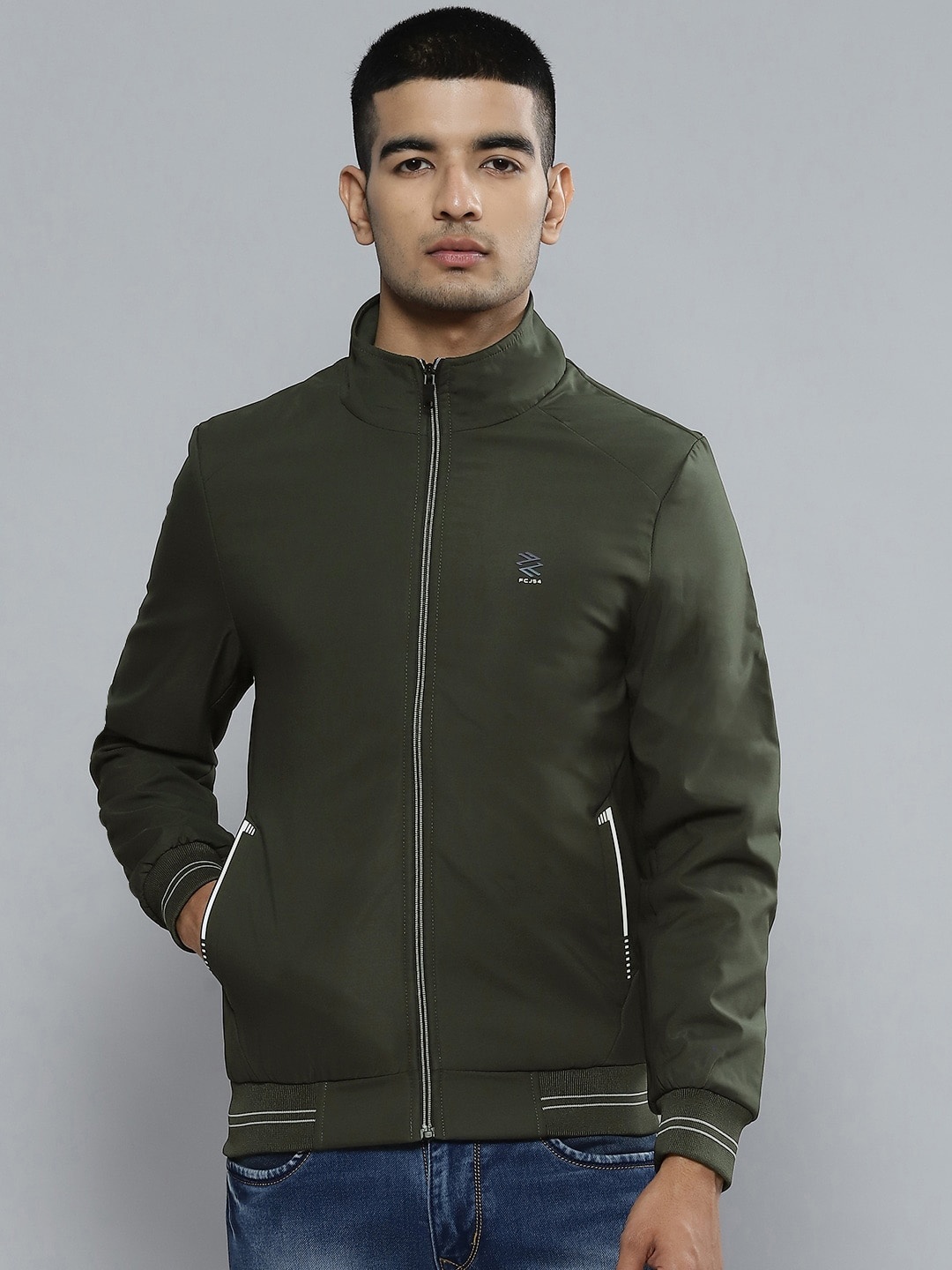 

Fort Collins Stand Collar Bomber Jacket, Olive