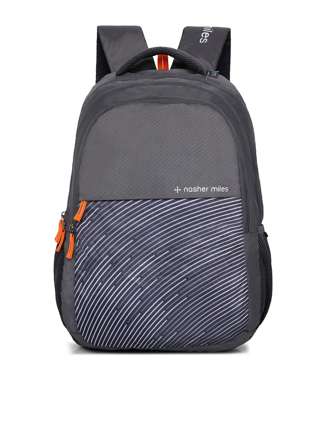 

Nasher Miles Unisex Striped Water Resistant Backpack, Grey