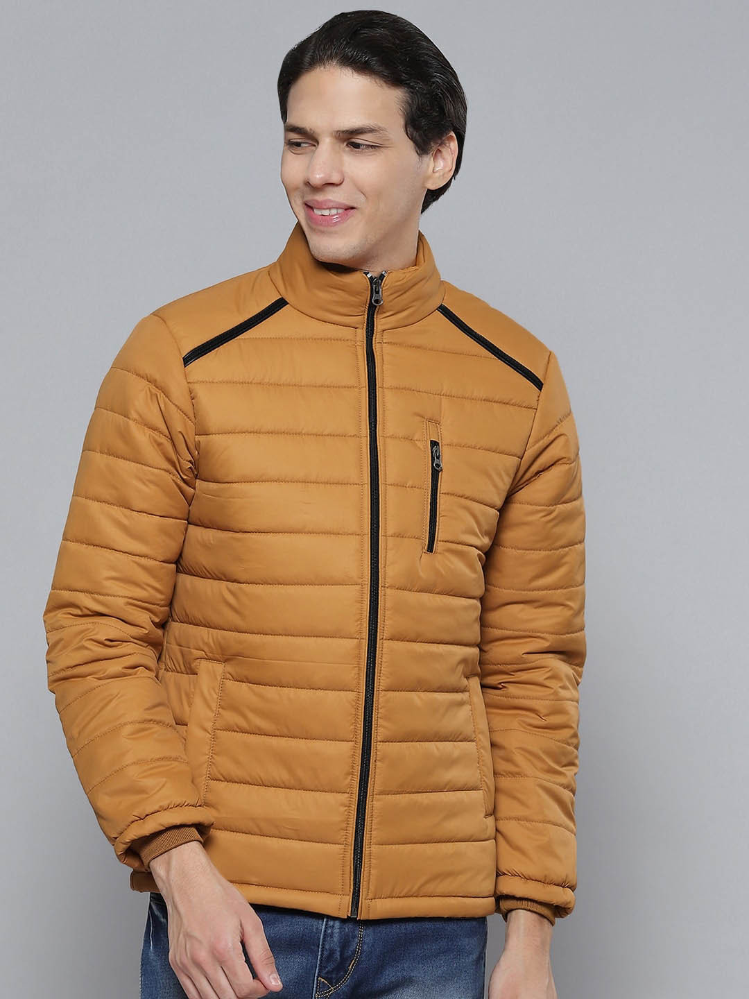

Fort Collins Mock Collar Long Sleeve Padded Jacket, Mustard