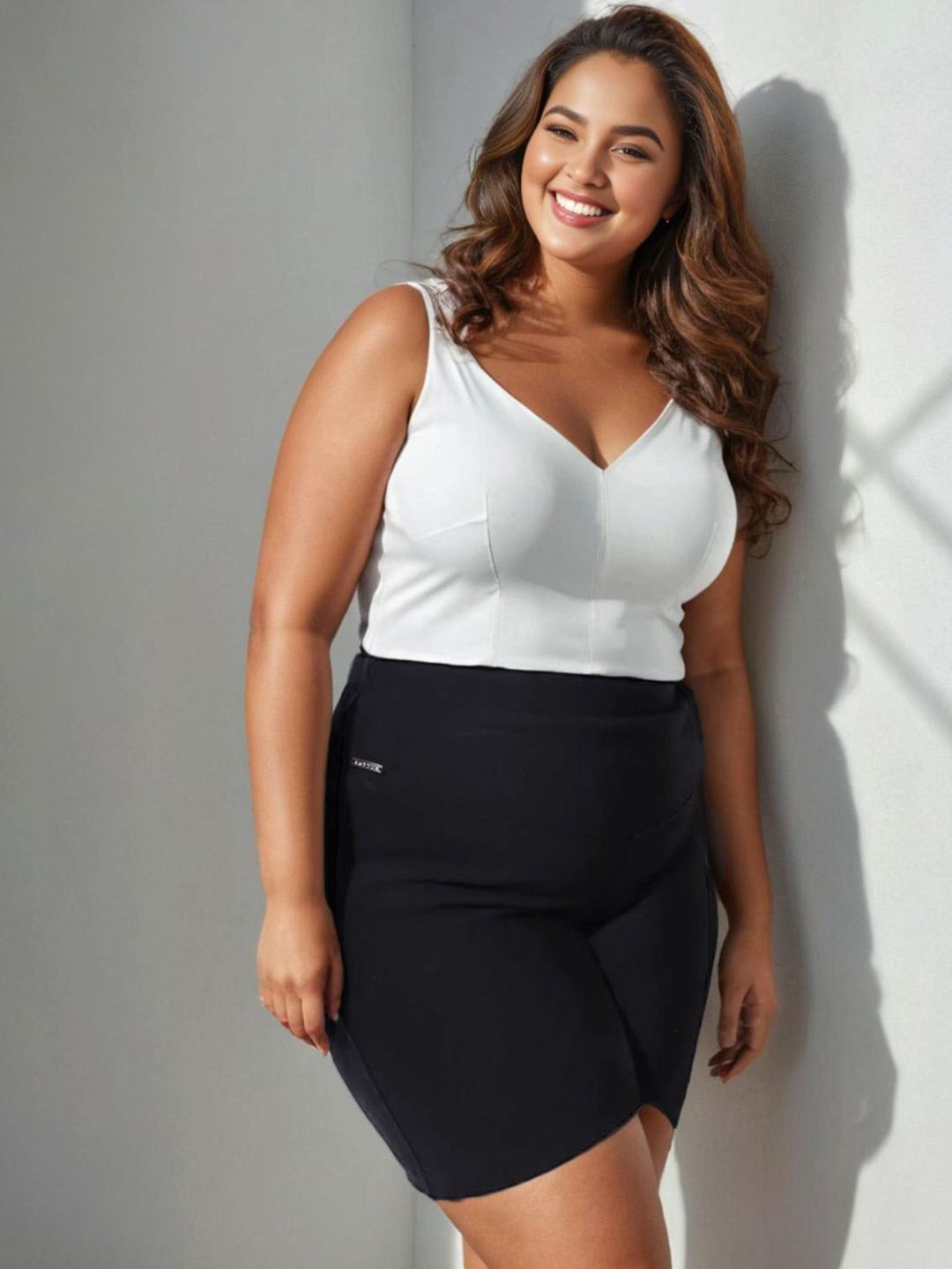 

Amydus Women Plus Size High-Rise Shorts, Black