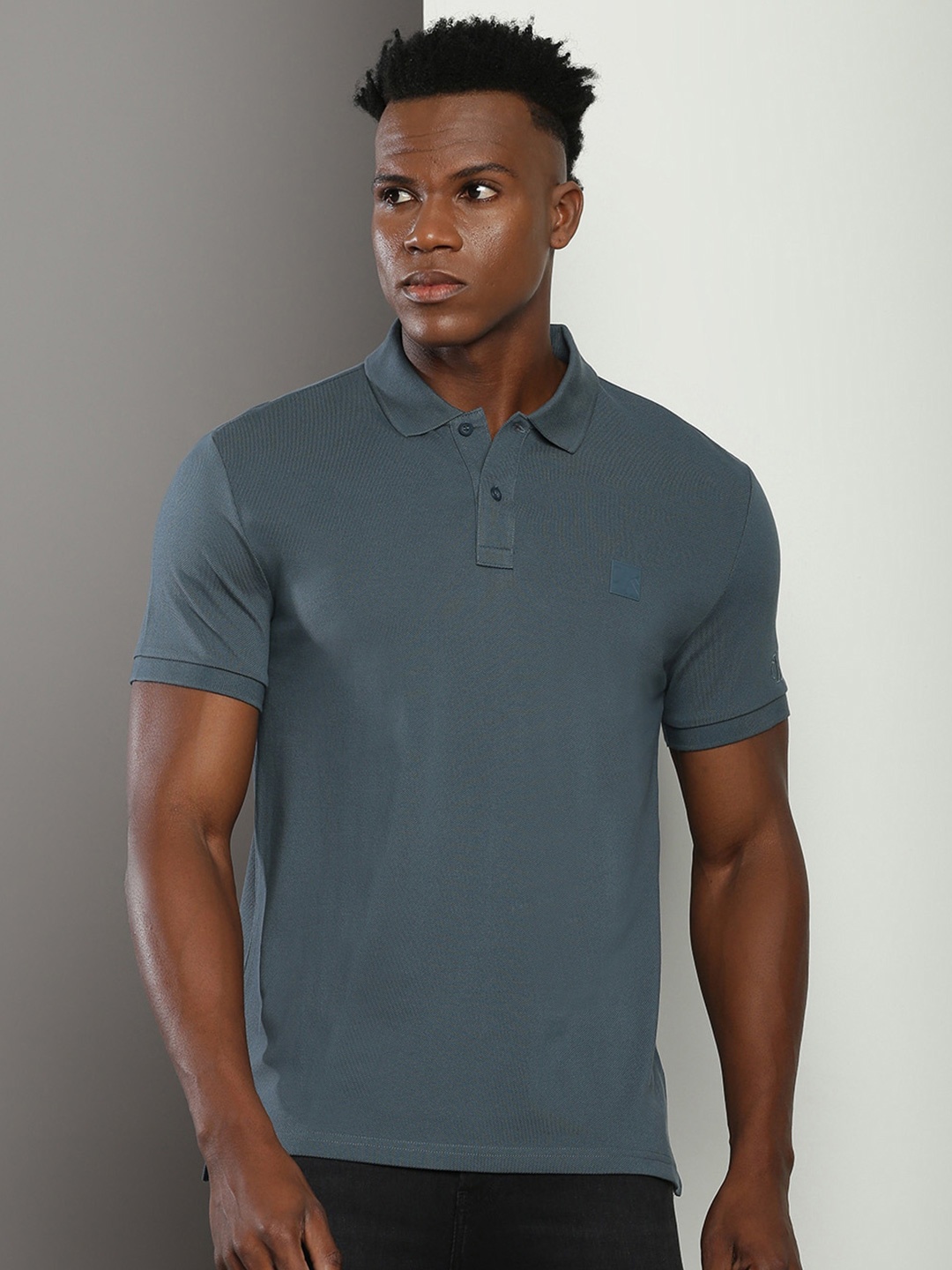 

Calvin Klein Jeans Polo Collar Regular Fit Cotton Casual T-shirt, Teal