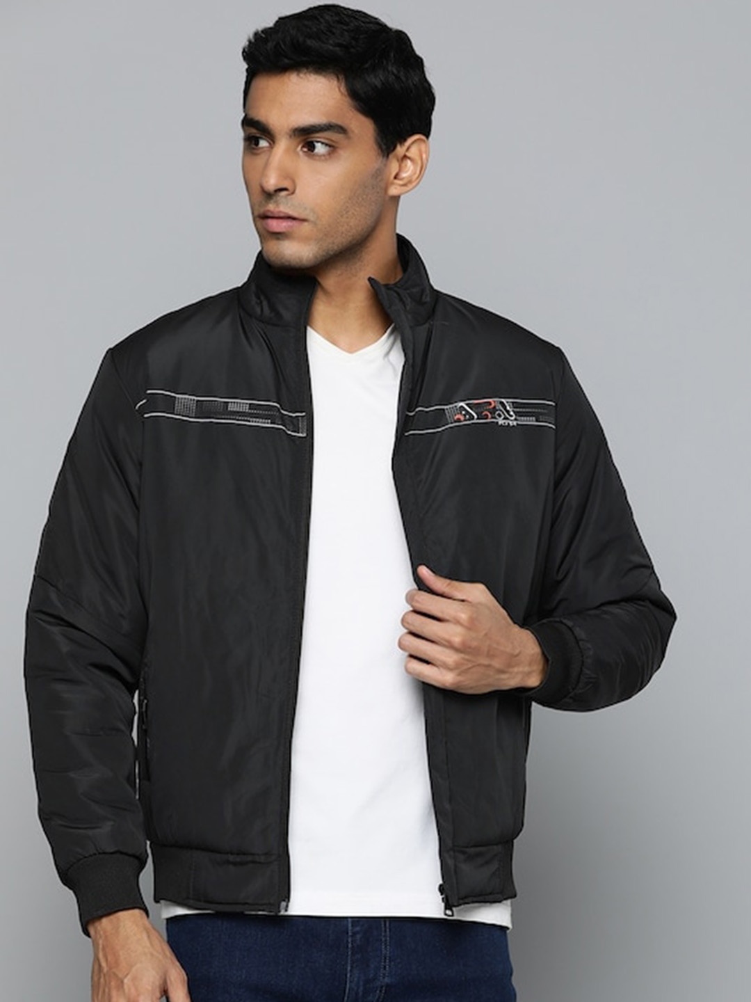 

Fort Collins Men Solid Bomber Jacket, Black