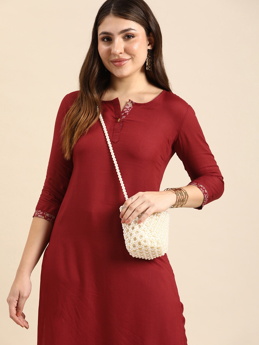 

Anouk Regular Kurta with Trousers, Maroon