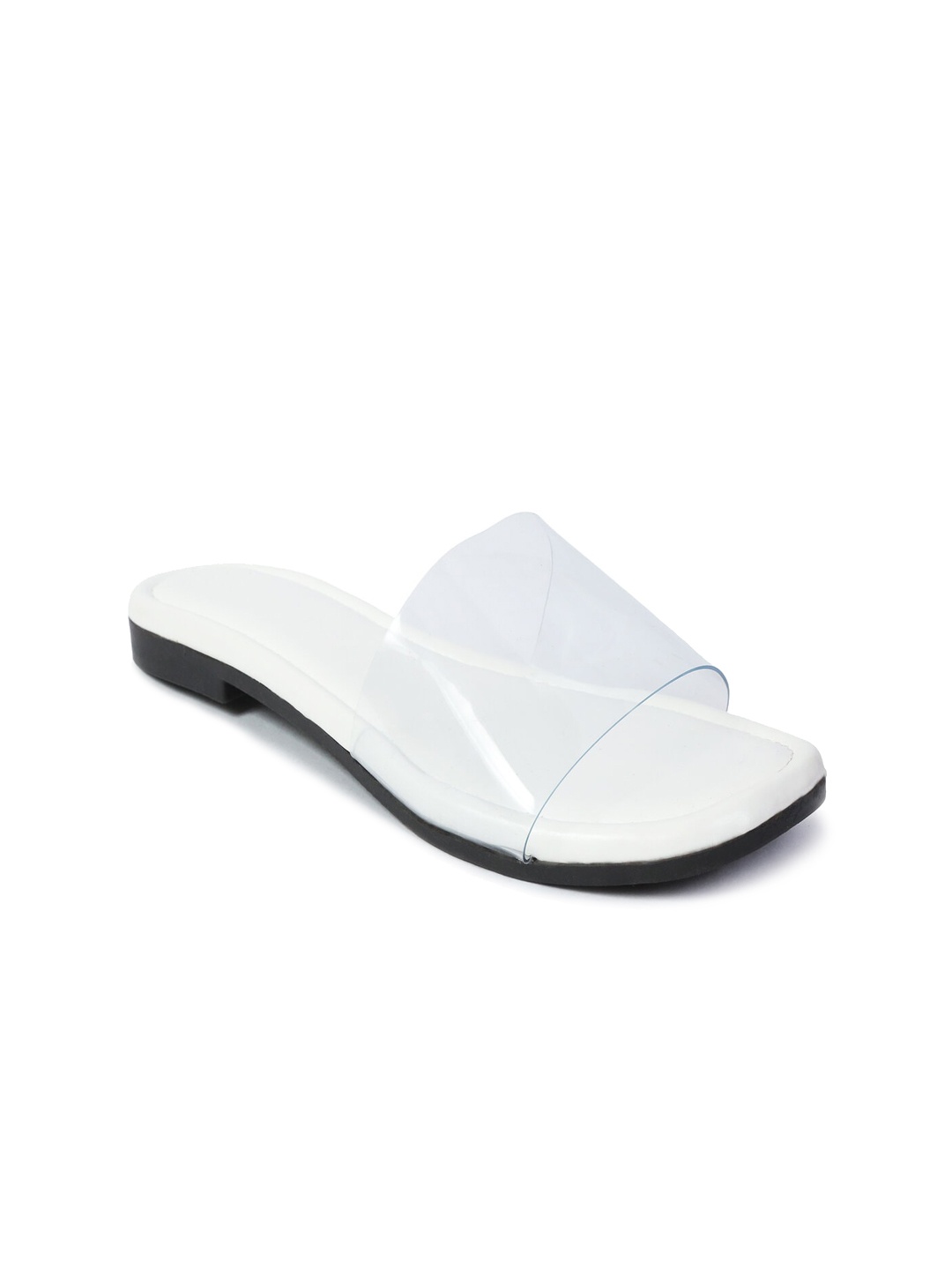 

HASTEN No Back Strap Open Toe Flats, White