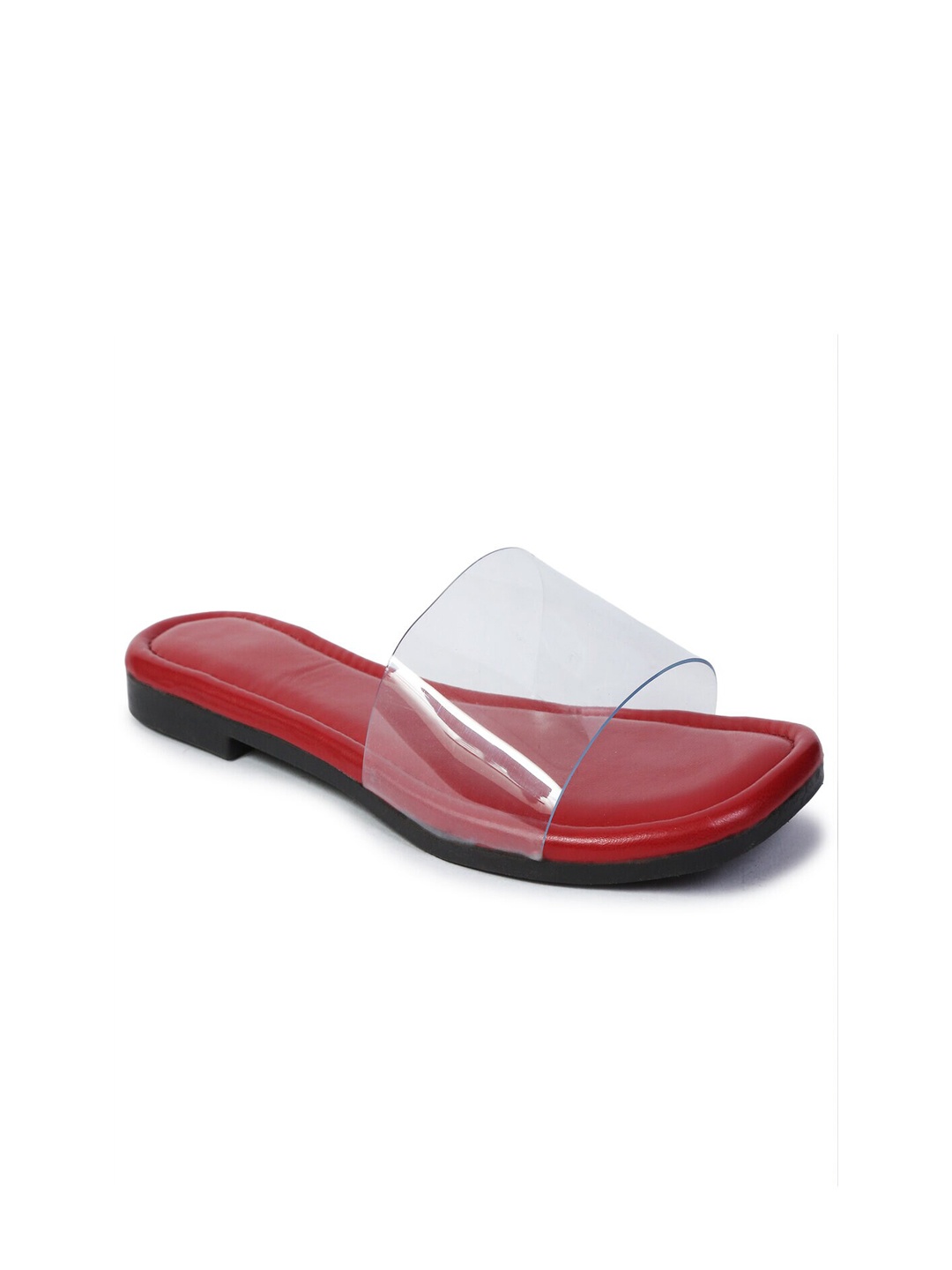 

HASTEN Slip On Open Toe Flats, Red