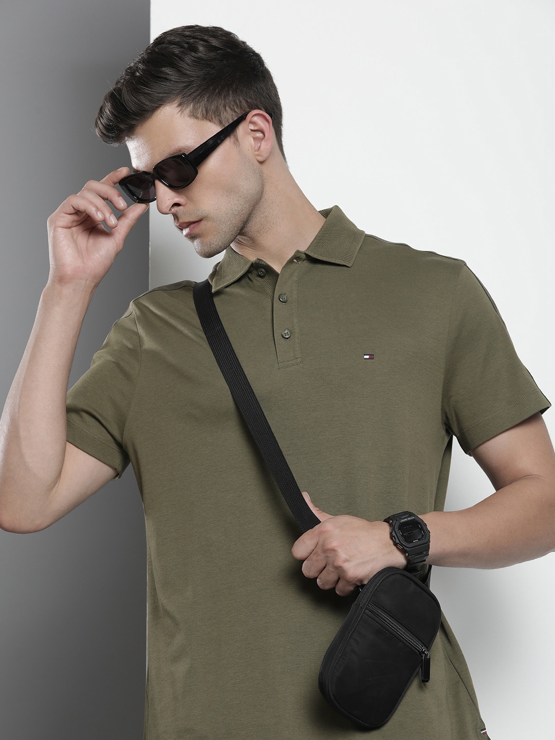 

Tommy Hilfiger Pure Cotton Polo Collar Casual T-shirt, Green