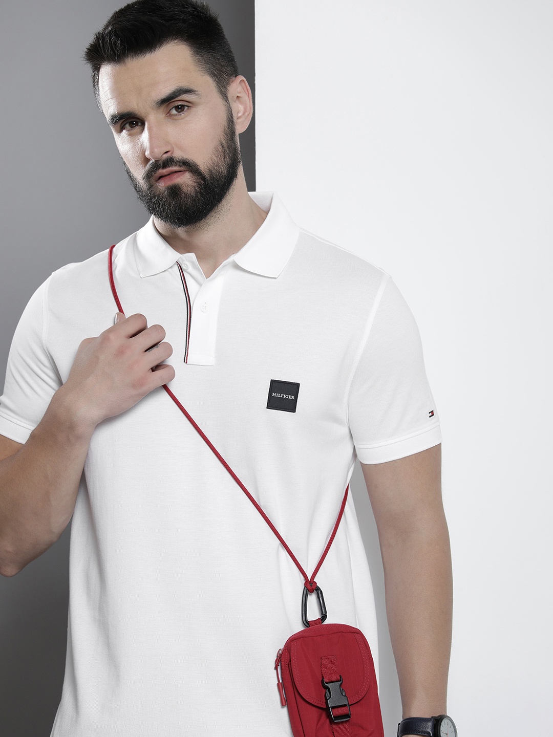 

Tommy Hilfiger Pure Cotton Polo Collar Solid Casual T-shirt, White
