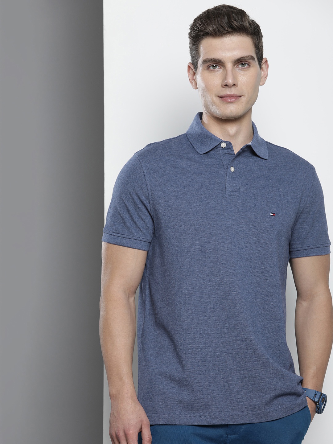 

Tommy Hilfiger Solid Polo Collar Casual T-shirt, Blue