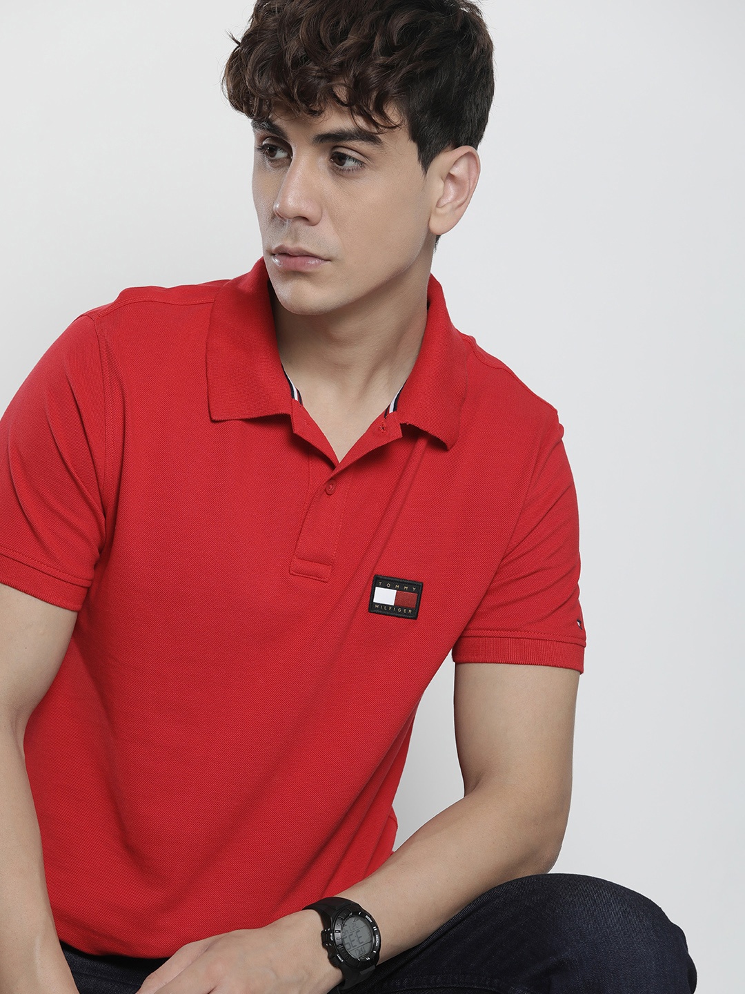 

Tommy Hilfiger Polo Collar Pure Cotton Slim Fit T-shirt, Red