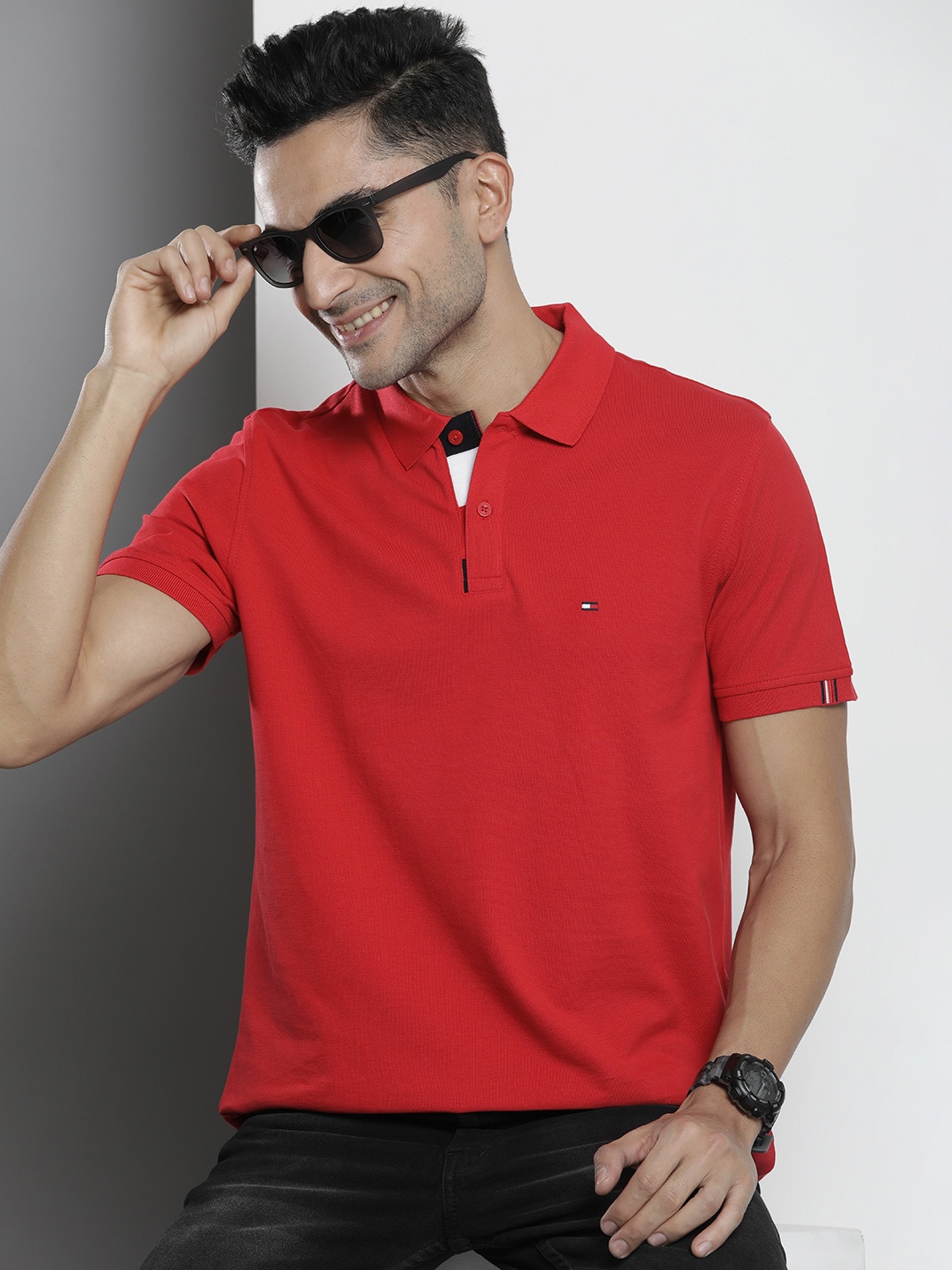 

Tommy Hilfiger Polo Collar Pure Cotton T-shirt, Red