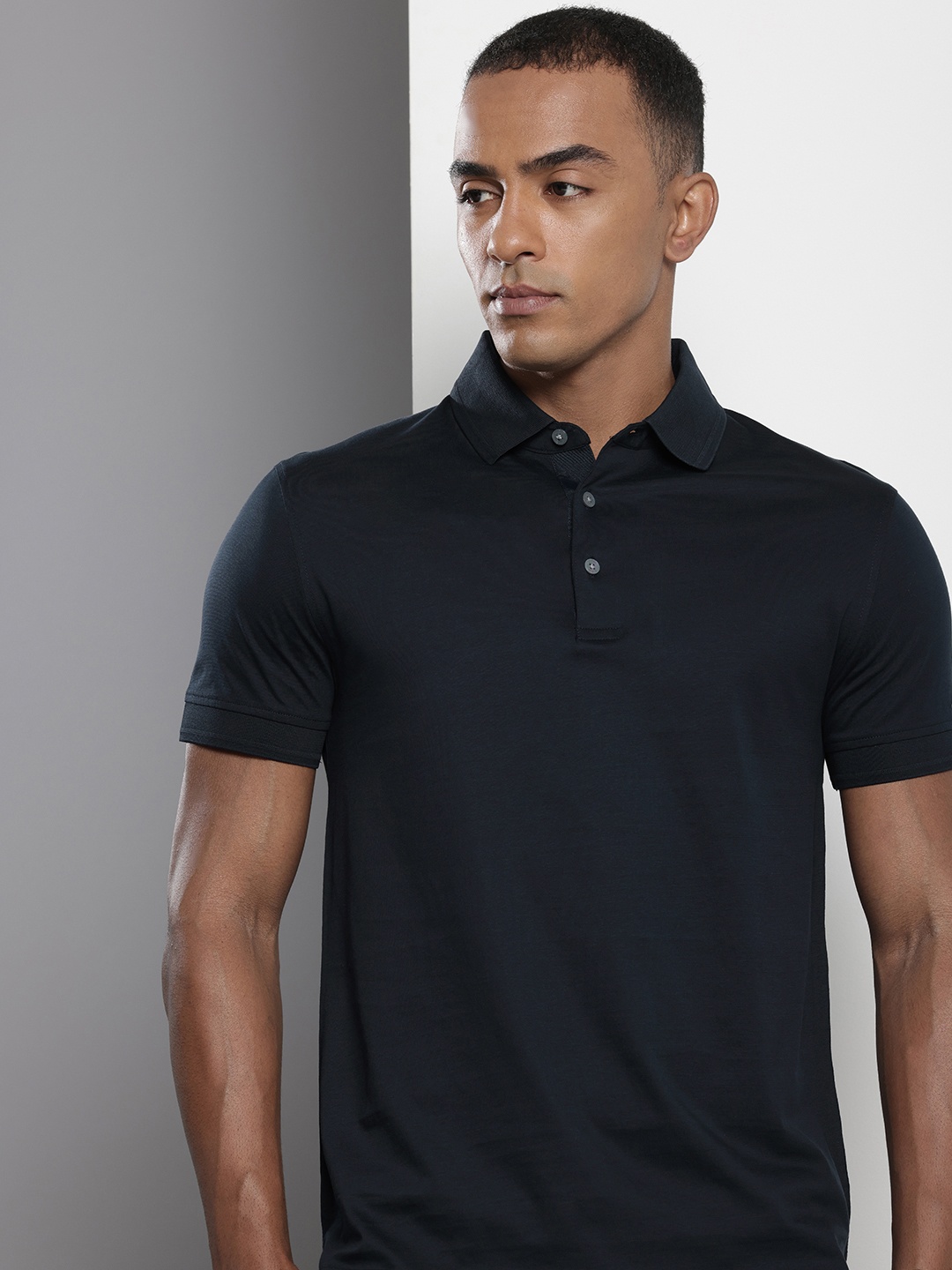 

Tommy Hilfiger Pure Cotton Polo Collar Slim Fit T-shirt, Navy blue